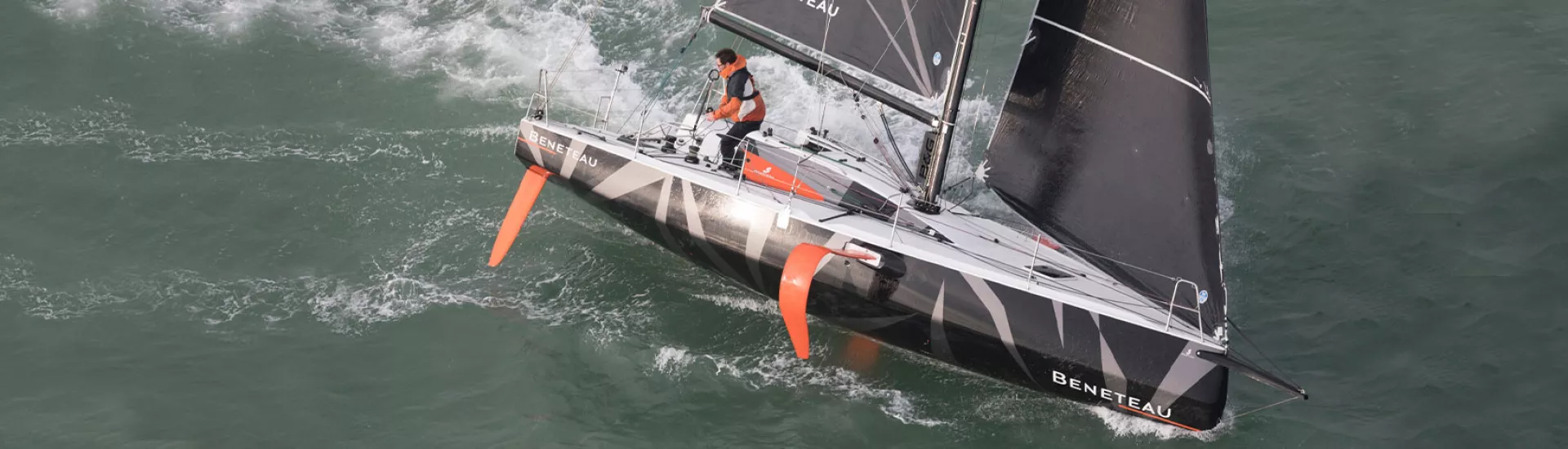 monohull sailboat with foils