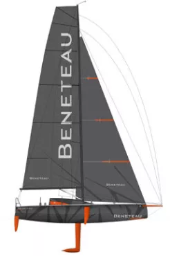 monohull sailboat with foils