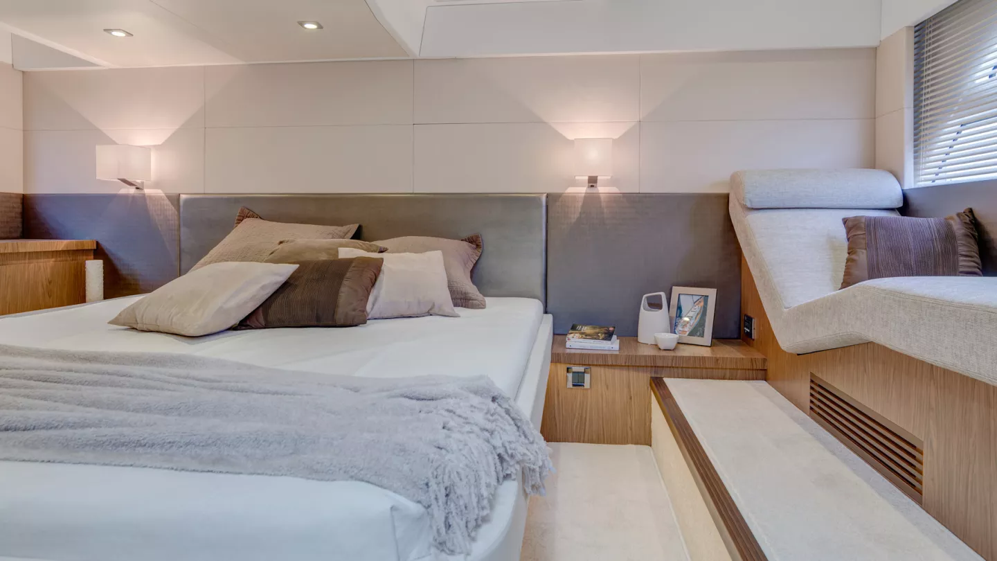 bedgoals have been met on this Beneteau GT46! This room looks so sleek, cool, chic and contemporary. We loved this project! . . . #ya…