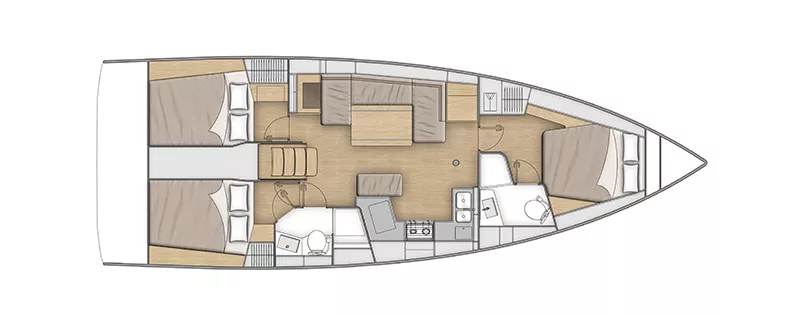 2 cabin sailboat